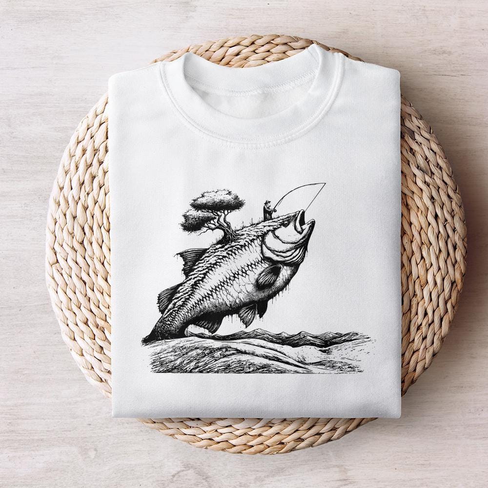 Fishing Sublimation PNG, Bass Fishing Art - 300 DPI Design for T-Shirt