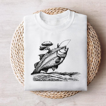 Fishing Sublimation PNG, Bass Fishing Art - 300 DPI Design for T-Shirt
