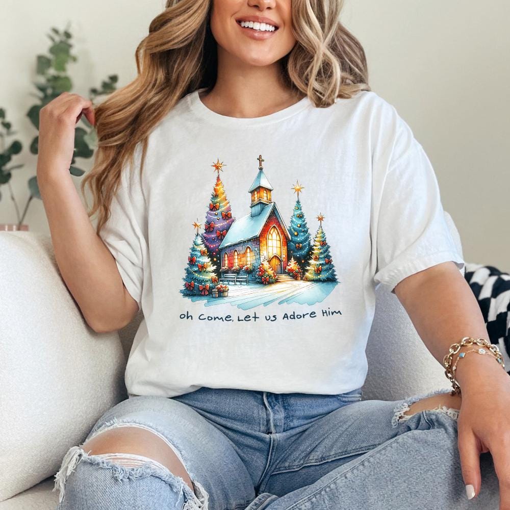 Oh Come Let Us Adore Him Png, Jesus Christmas PNG - 300 DPI Design for