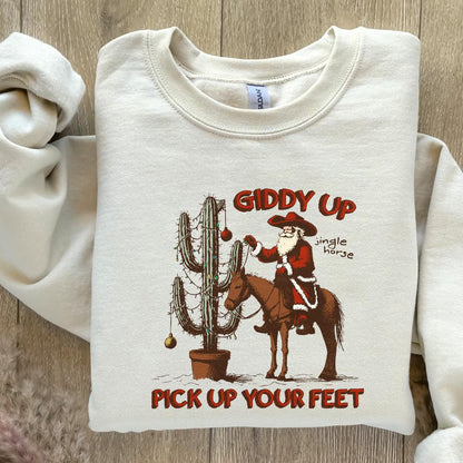 Giddy Up Jingle Horse PNG Digital Download, Western Christmas Design -