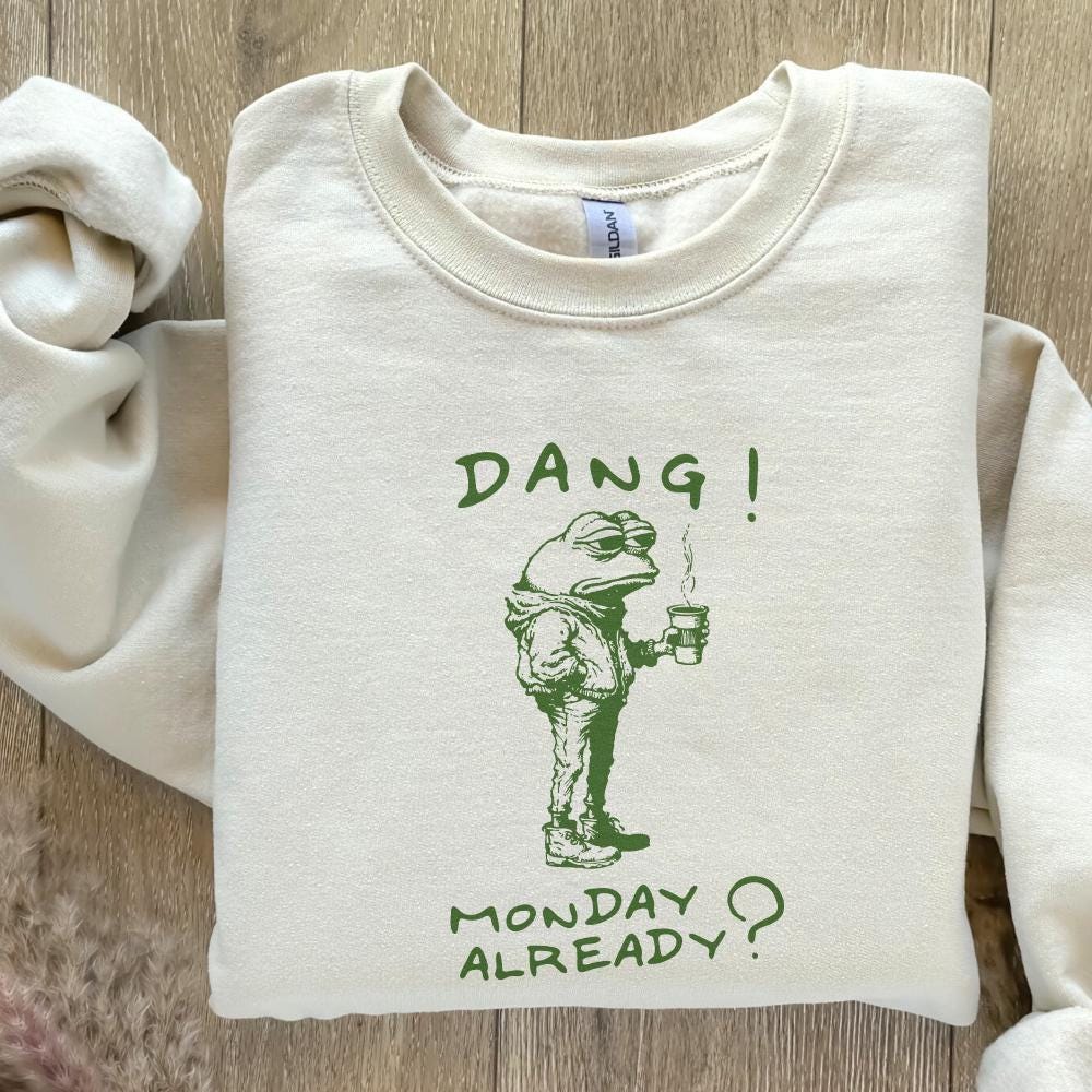 Dang Monday Already PNG, Tired Office Frog - 300 DPI Design for T-Shirt