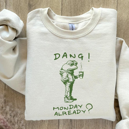 Dang Monday Already PNG, Tired Office Frog - 300 DPI Design for T-Shirt