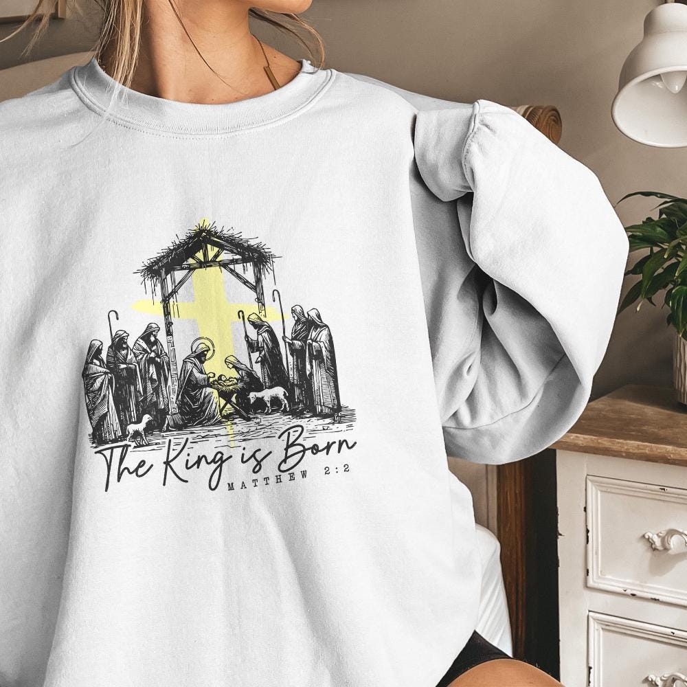 The King is Born PNG. Retro Religious Christmas PNG, Jesus Is the Reason