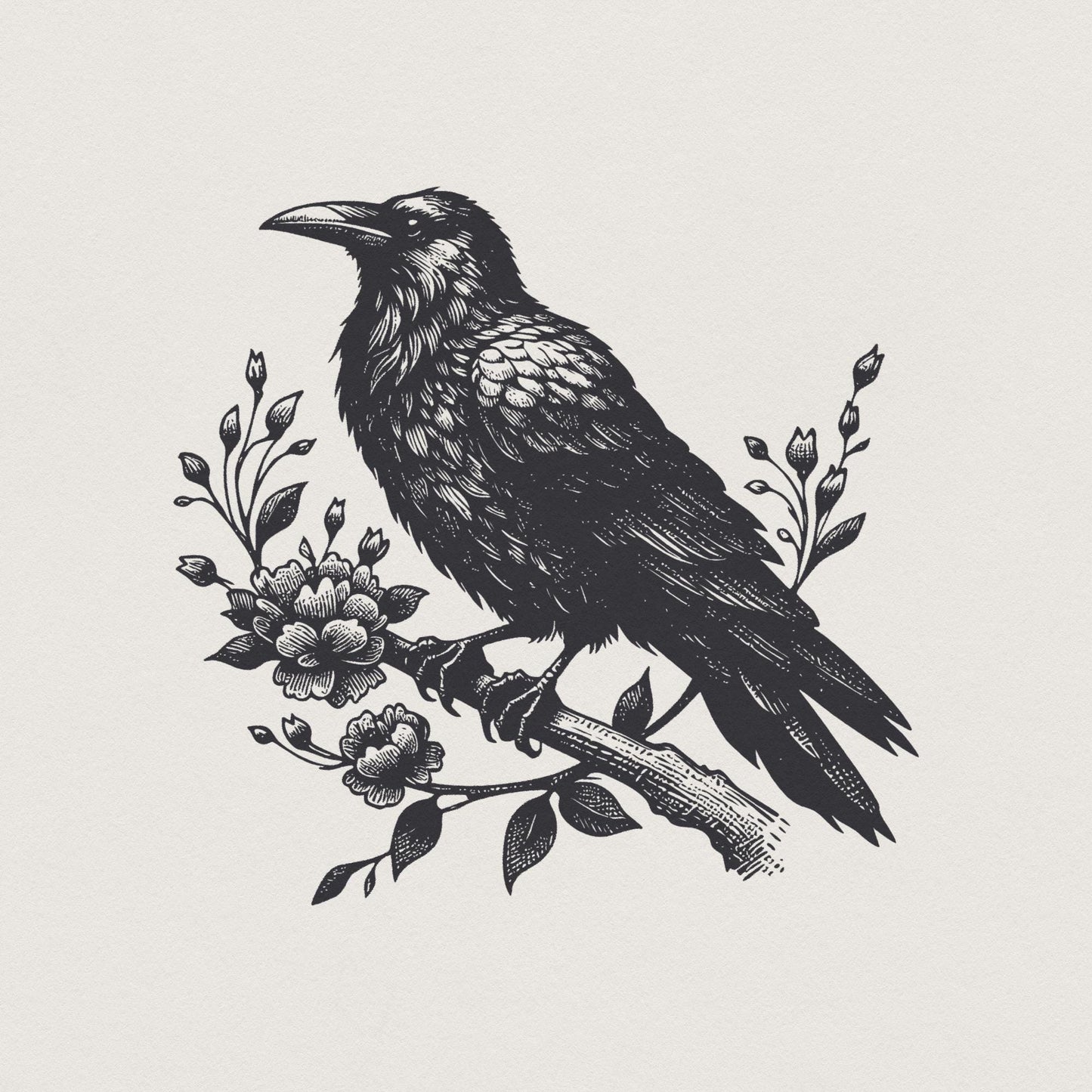 Crow Clipart PNG, Gothic Art Illustration - 300 DPI Design for T-Shirt