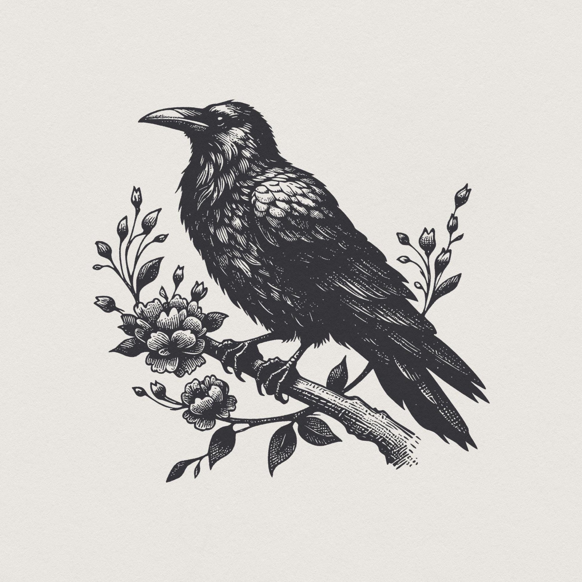 Crow Clipart PNG, Gothic Art Illustration - 300 DPI Design for T-Shirt