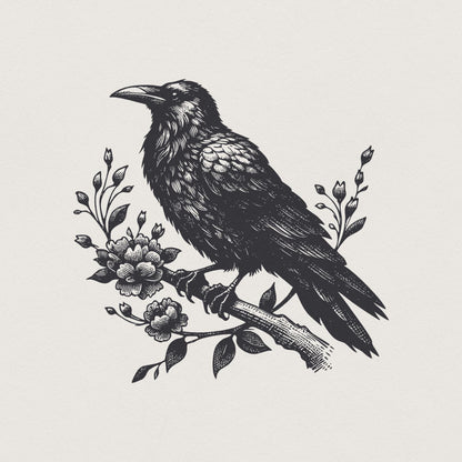 Crow Clipart PNG, Gothic Art Illustration - 300 DPI Design for T-Shirt