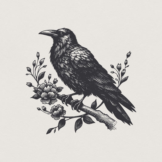 Crow Clipart PNG, Gothic Art Illustration - 300 DPI Design for T-Shirt