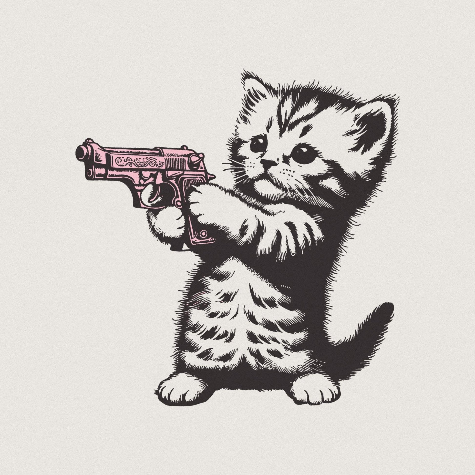 Cute Gun Cat png, Trending png Graphic - 300 DPI Design for T-Shirt