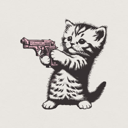 Cute Gun Cat png, Trending png Graphic - 300 DPI Design for T-Shirt