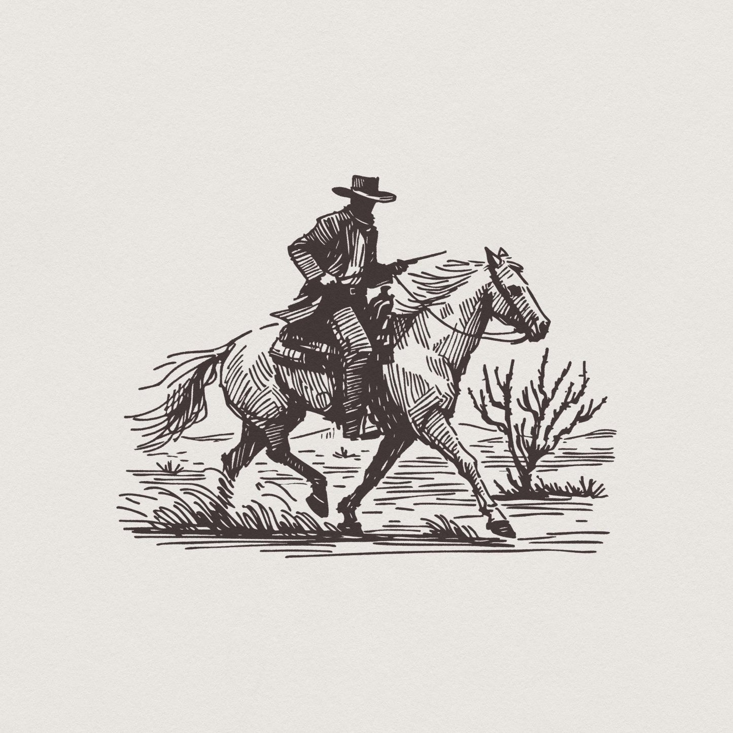 Cowboy in Desert PNG, Western Sublimation Design - 300 DPI Design for