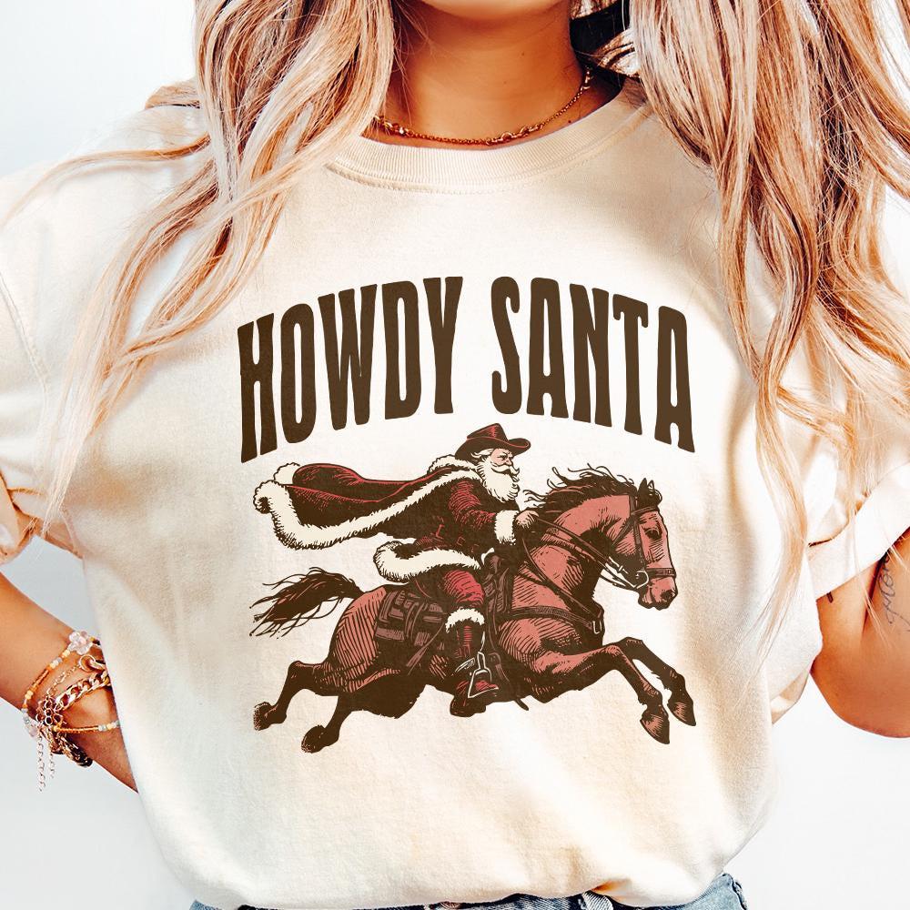 Howdy Santa PNG Digital Download, Western Christmas Design - 300 DPI