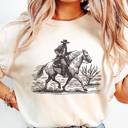 Cowboy in Desert PNG, Western Sublimation Design - 300 DPI Design for