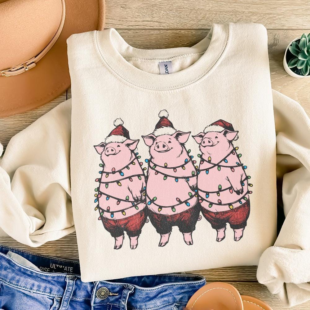 Christmas Pig Png, Merry Christmas PNG - 300 DPI Design for T-Shirt