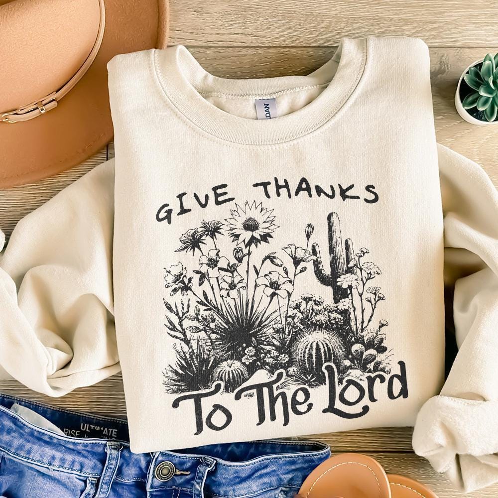 Give Thanks to Lord PNG, Fall Pumpkin Thanksgiving PNG - 300 DPI Design