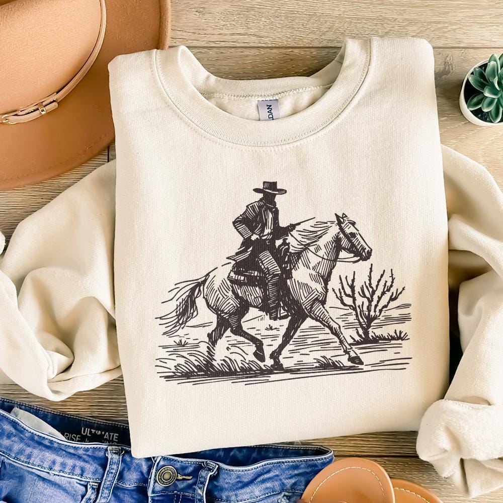 Cowboy in Desert PNG, Western Sublimation Design - 300 DPI Design for