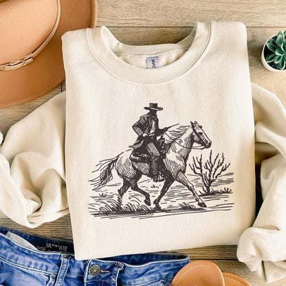 Cowboy in Desert PNG, Western Sublimation Design - 300 DPI Design for