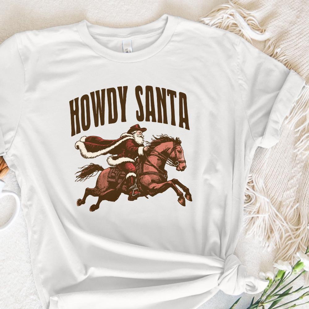 Howdy Santa PNG Digital Download, Western Christmas Design - 300 DPI
