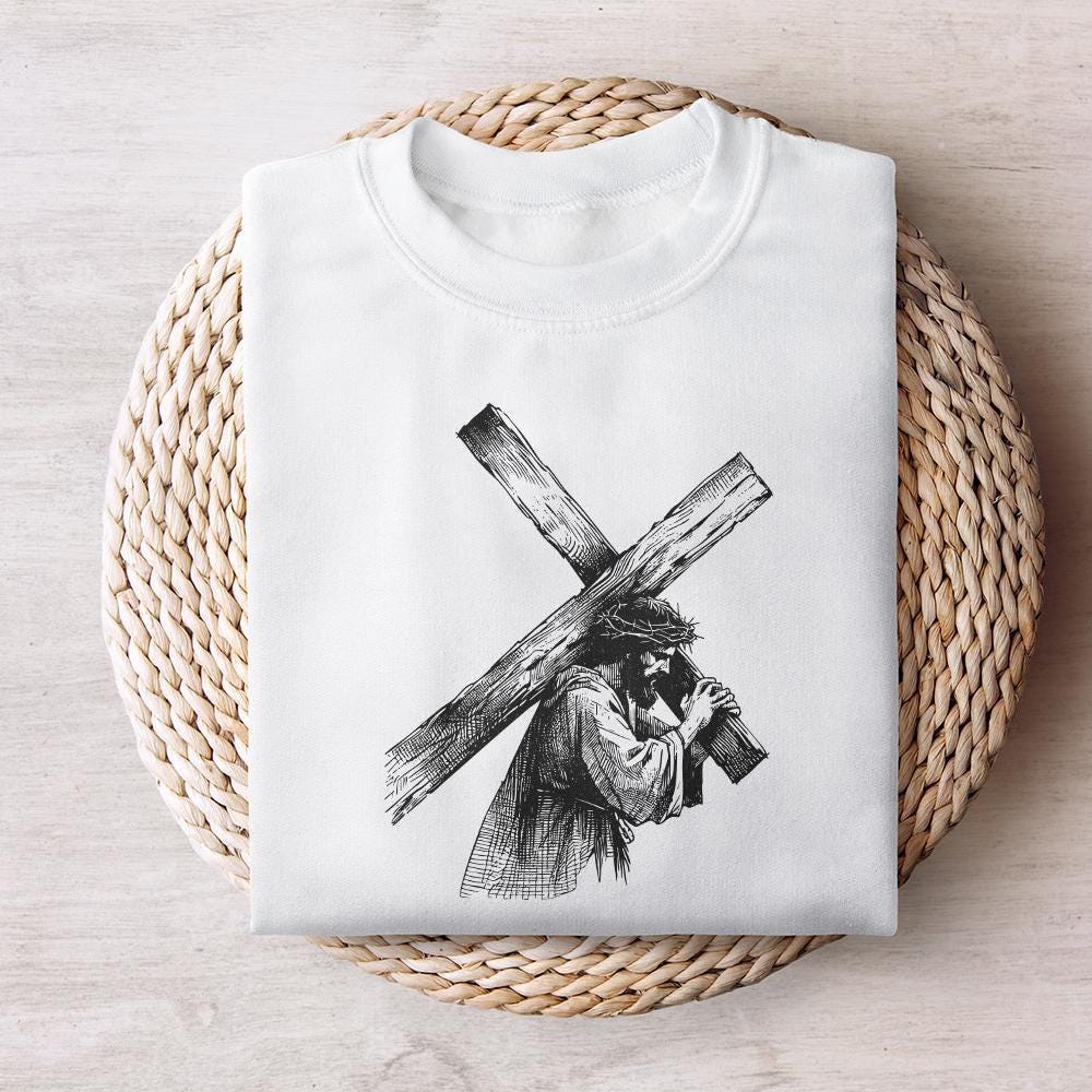 Jesus Carrying Cross PNG, Faith png - 300 DPI Design for T-Shirt