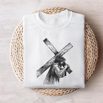 Jesus Carrying Cross PNG, Faith png - 300 DPI Design for T-Shirt