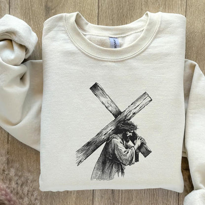 Jesus Carrying Cross PNG, Faith png - 300 DPI Design for T-Shirt