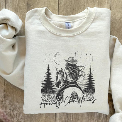 Howdy Christmas PNG, Cowgirl Christmas PNG - 300 DPI Design for T-Shirt