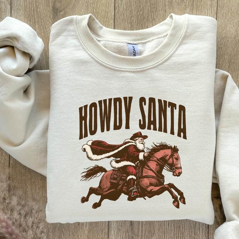 Howdy Santa PNG Digital Download, Western Christmas Design - 300 DPI