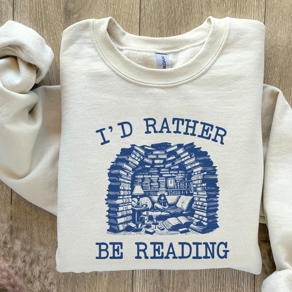 I'd Rather Be Reading png, Book Lover png PNG - 300 DPI Design for T-Shirt