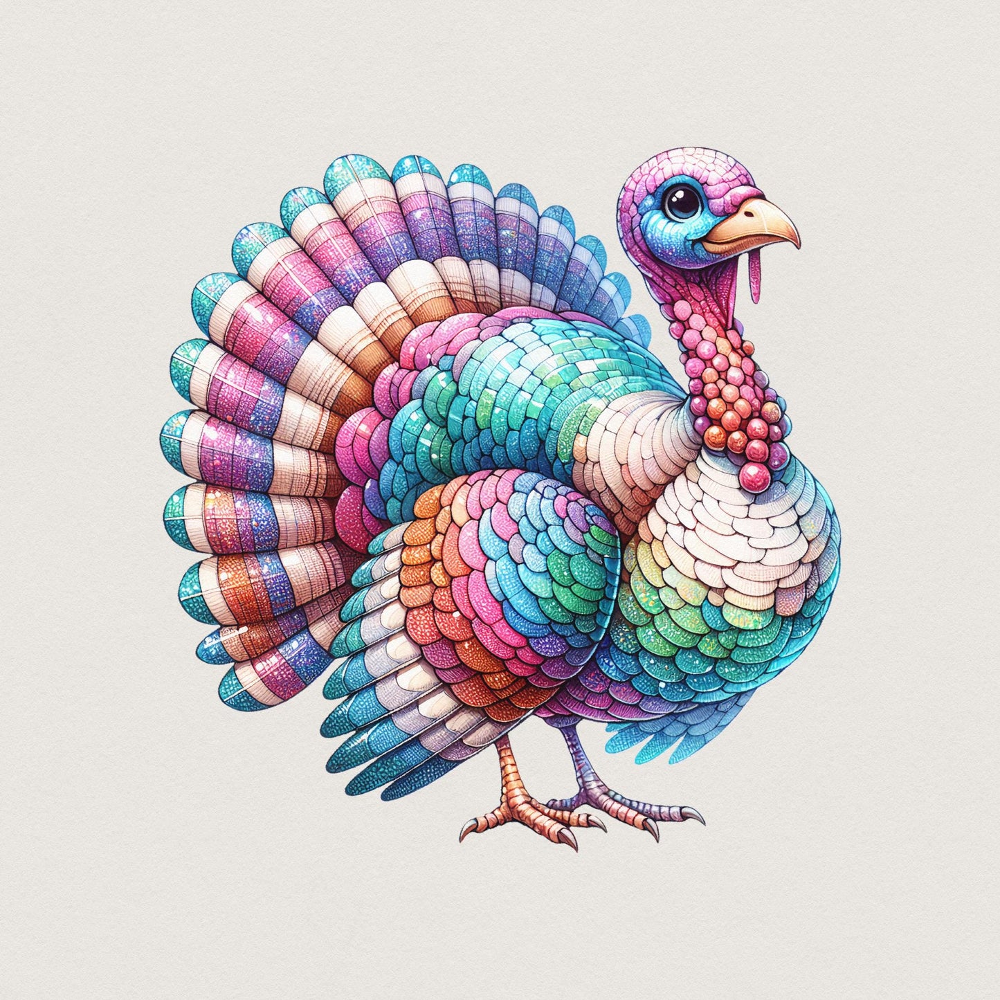 Colorful Coquette Glitter Turkey Png, Fall Design Sublimation - 300 DPI