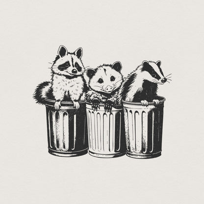 Raccoon in Trash Can PNG, Funny Trash Panda Clipart - 300 DPI Design for