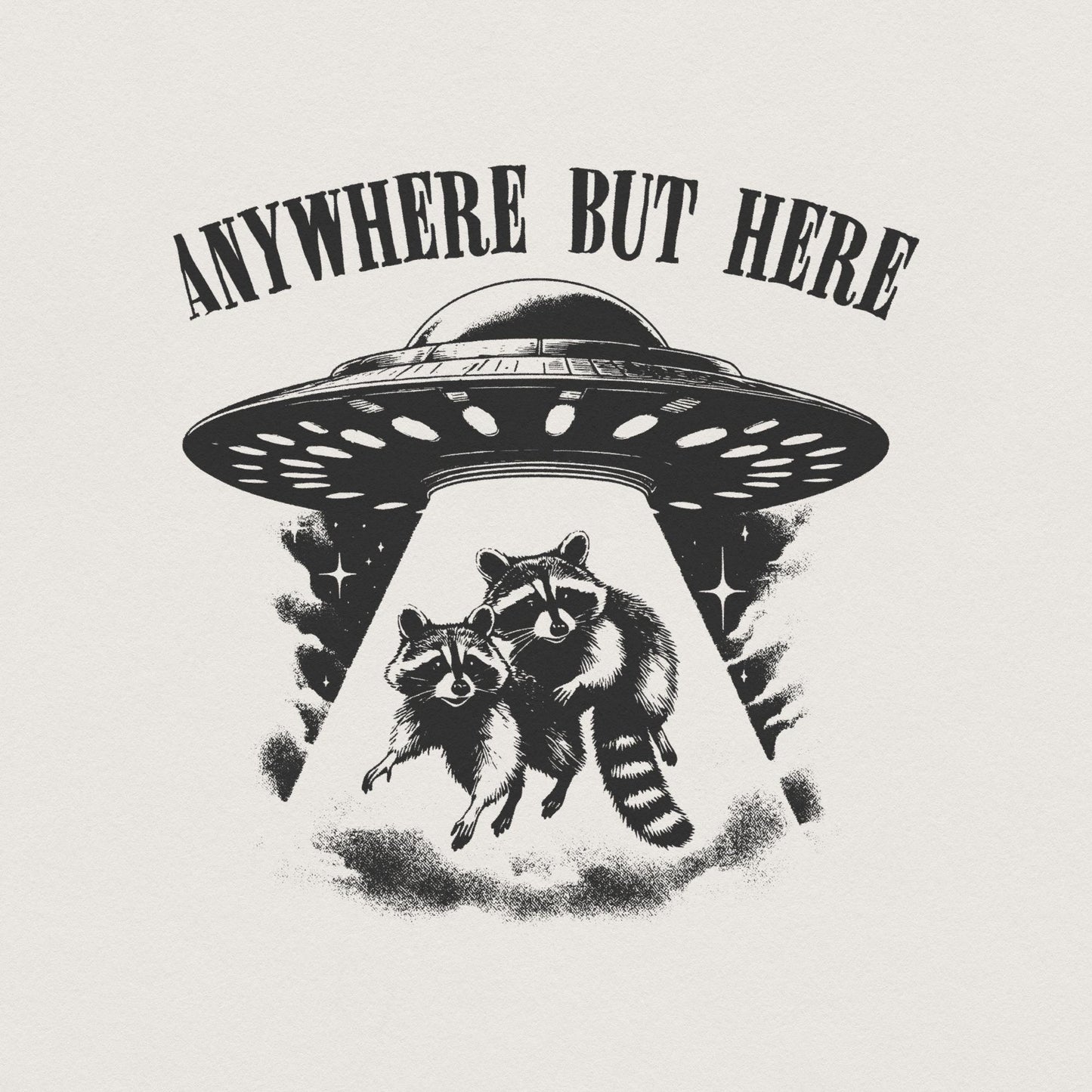 Raccoon and UFO PNG, Sarcastic Space PNG - 300 DPI Design for T-Shirt