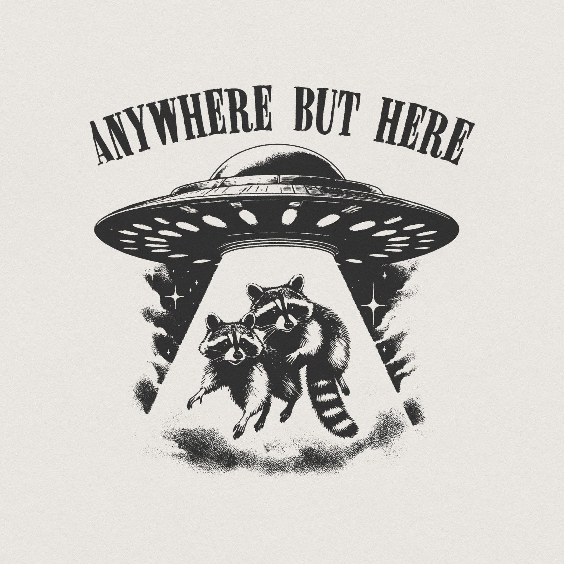 Raccoon and UFO PNG, Sarcastic Space PNG - 300 DPI Design for T-Shirt