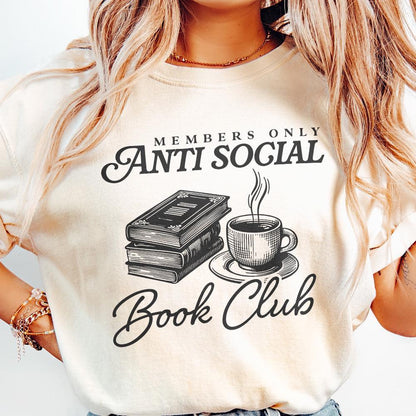 Anti Social Book Club PNG, Introverted Reader Sublimation - 300 DPI