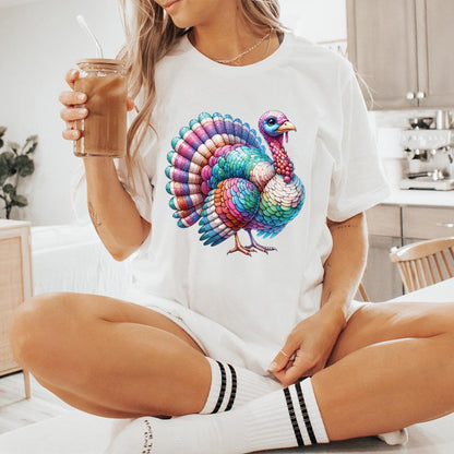 Colorful Coquette Glitter Turkey Png, Fall Design Sublimation - 300 DPI