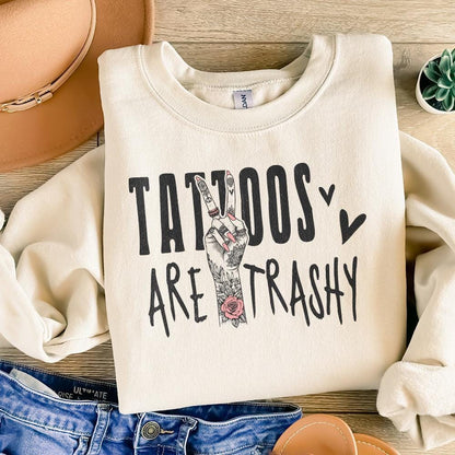 Tattoos Are Trashy PNG, funny png design - 300 DPI Design for T-Shirt