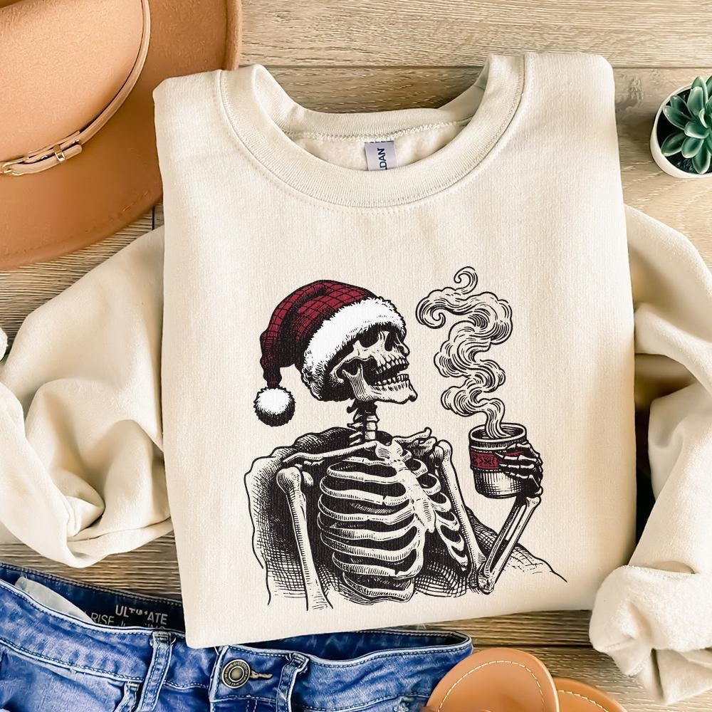 Spooky Christmas PNG, Skeleton Christmas Funny PNG - 300 DPI Design for