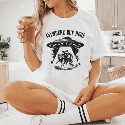 Raccoon and UFO PNG, Sarcastic Space PNG - 300 DPI Design for T-Shirt