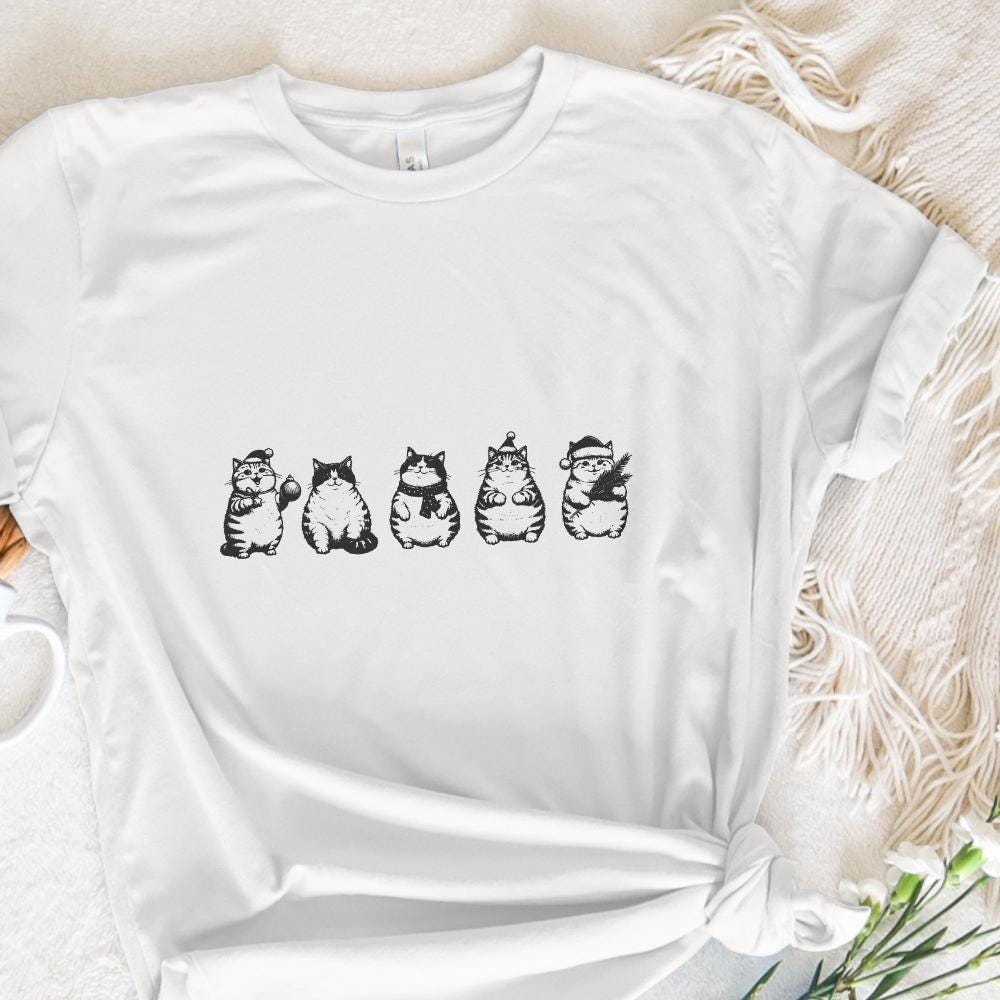 Meowy Christmas PNG, Retro Christmas Cat Design - 300 DPI Design for