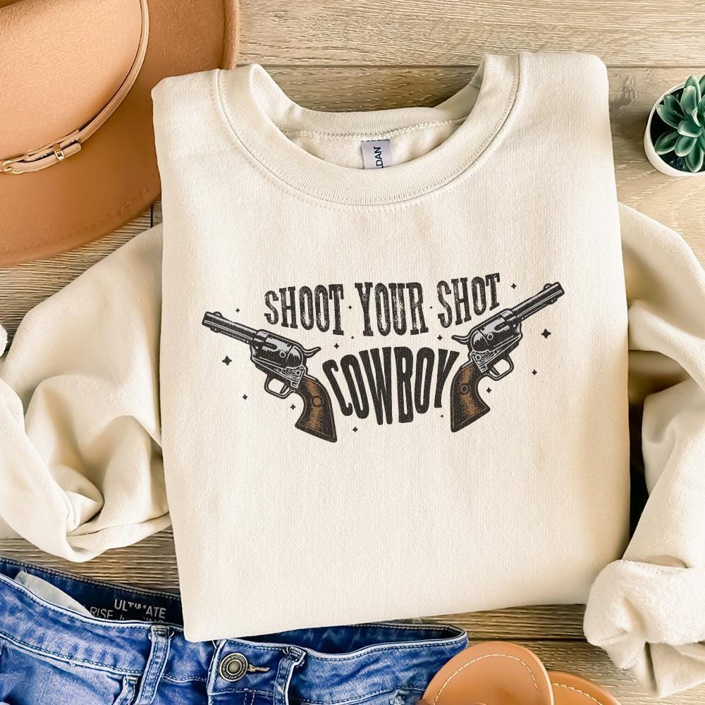 Shoot Your Shot Cowboy Digital Download, Western PNG Design - 300 DPI