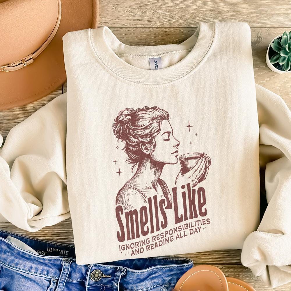 Smells like Reading Books PNG, Vintage Christmas Book Lover Design - 300