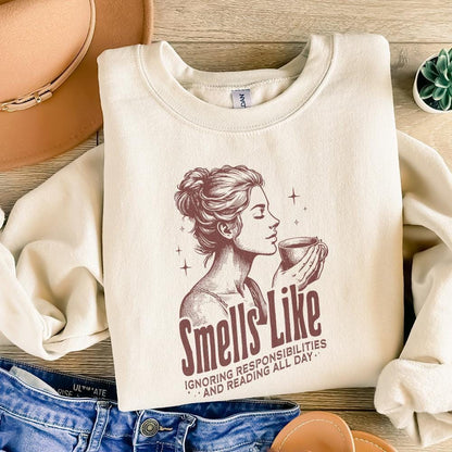 Smells like Reading Books PNG, Vintage Christmas Book Lover Design - 300