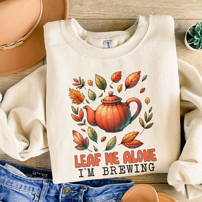 Leaf Me Alone PNG, Funny Fall Sublimation - 300 DPI Design for T-Shirt