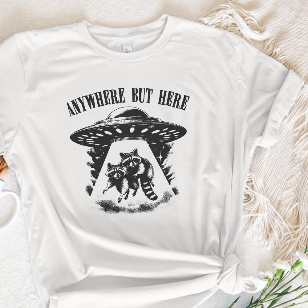 Raccoon and UFO PNG, Sarcastic Space PNG - 300 DPI Design for T-Shirt