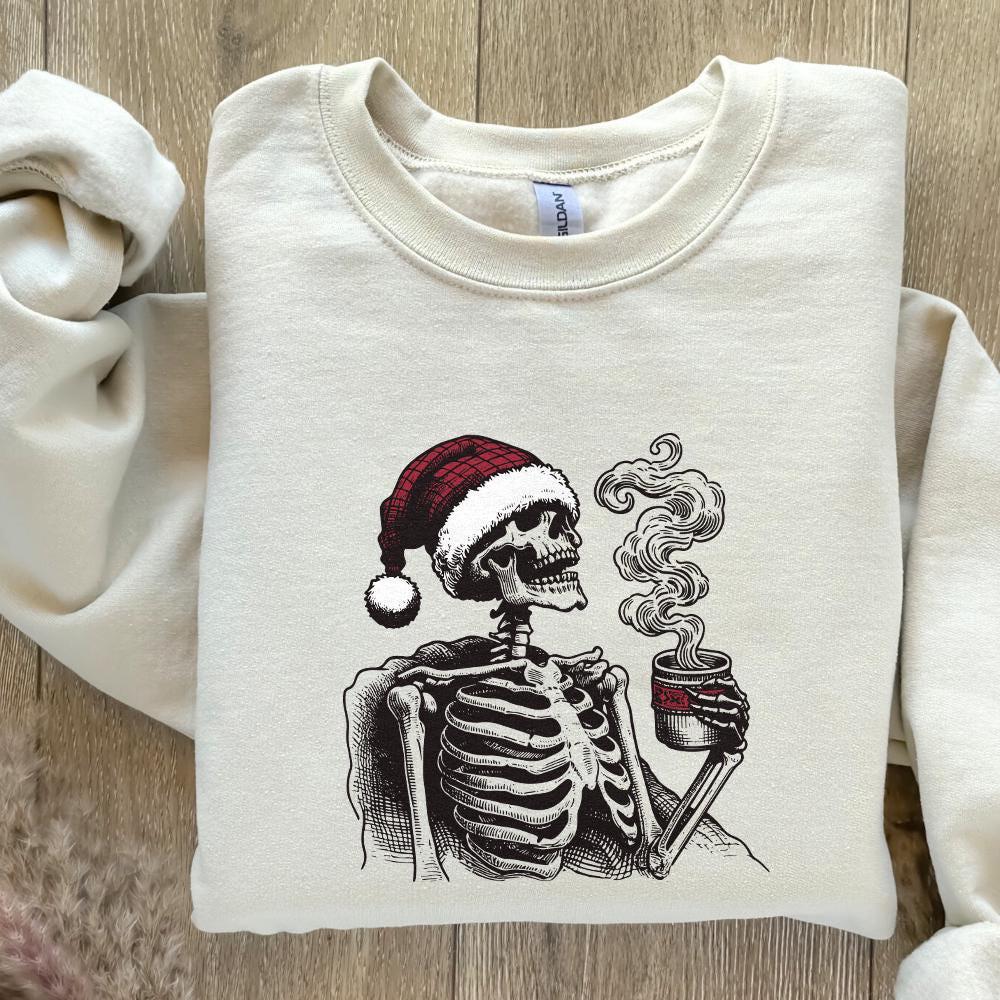 Spooky Christmas PNG, Skeleton Christmas Funny PNG - 300 DPI Design for