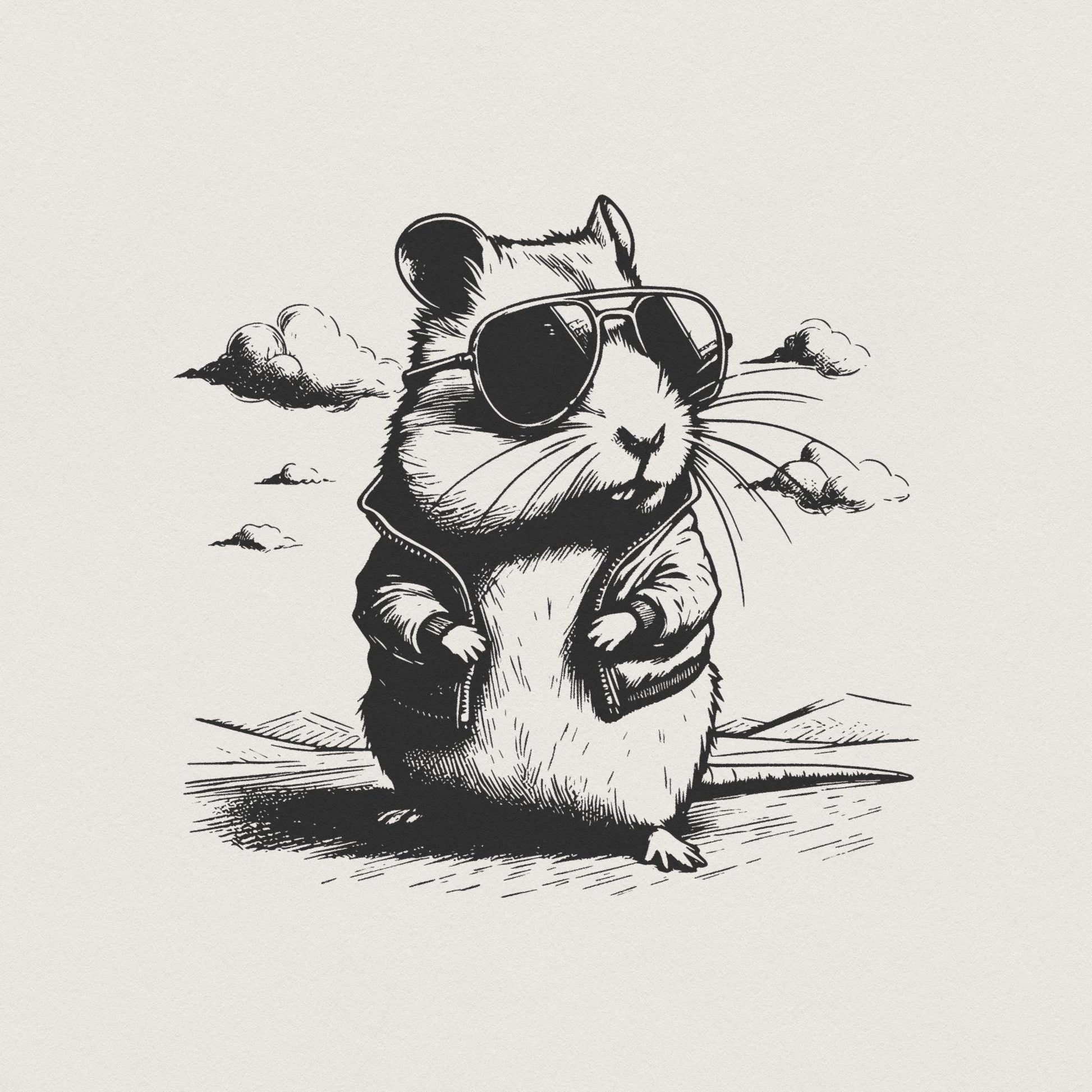 Cute Cool Hamster PNG, Funny Hamster png - 300 DPI Design for T-Shirt