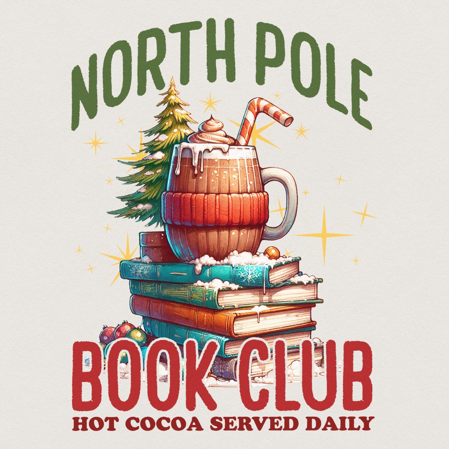 North Pole Book Club PNG, Christmas Books Png - 300 DPI Design for T-Shirt