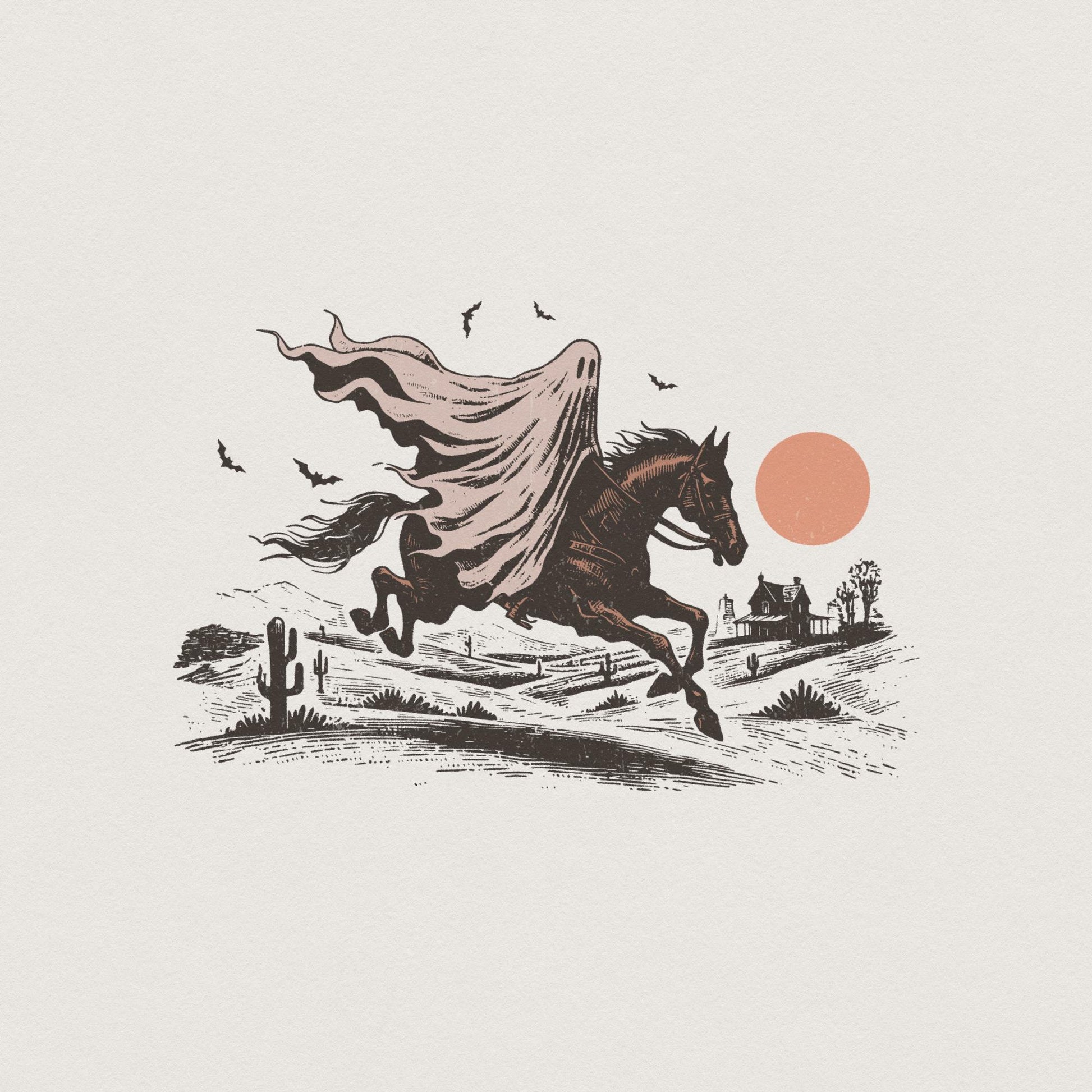 Cowboy Ghost Horse PNG, Halloween Shirt Digital Download - 300 DPI Design
