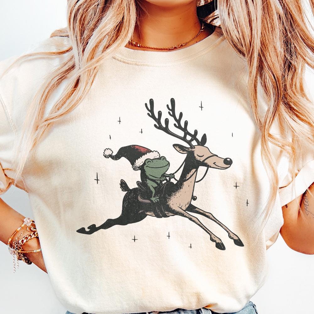 Funny Christmas Frog PNG, Retro frog Sublimation - 300 DPI Design for