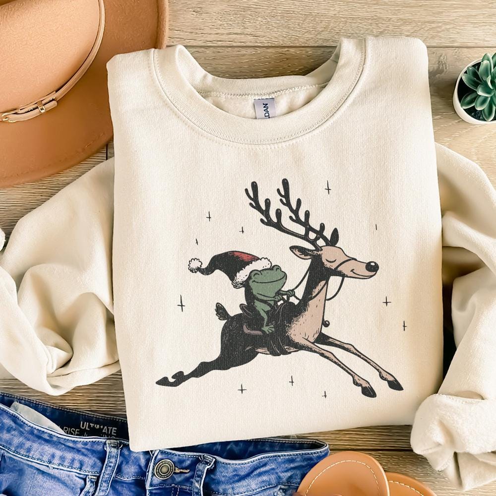 Funny Christmas Frog PNG, Retro frog Sublimation - 300 DPI Design for