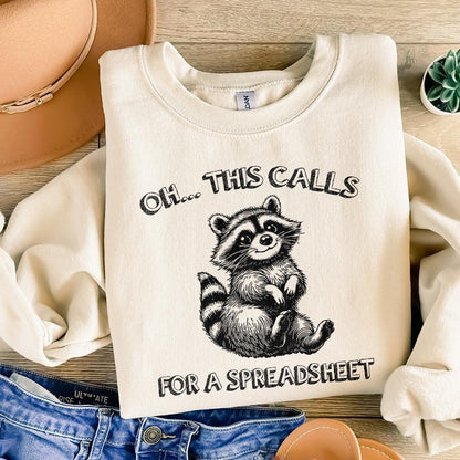 Oh This Calls for a Spreadsheet, Funny Raccoon PNG - 300 DPI Design for