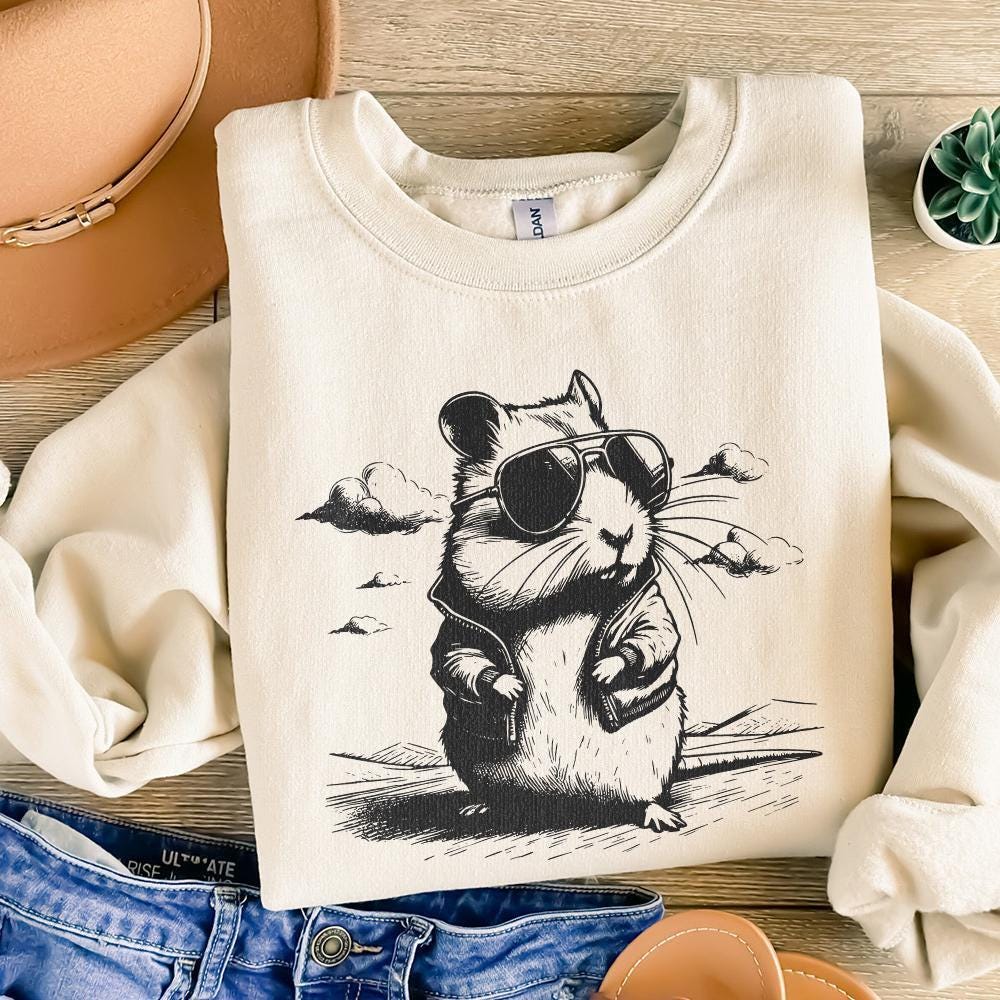 Cute Cool Hamster PNG, Funny Hamster png - 300 DPI Design for T-Shirt